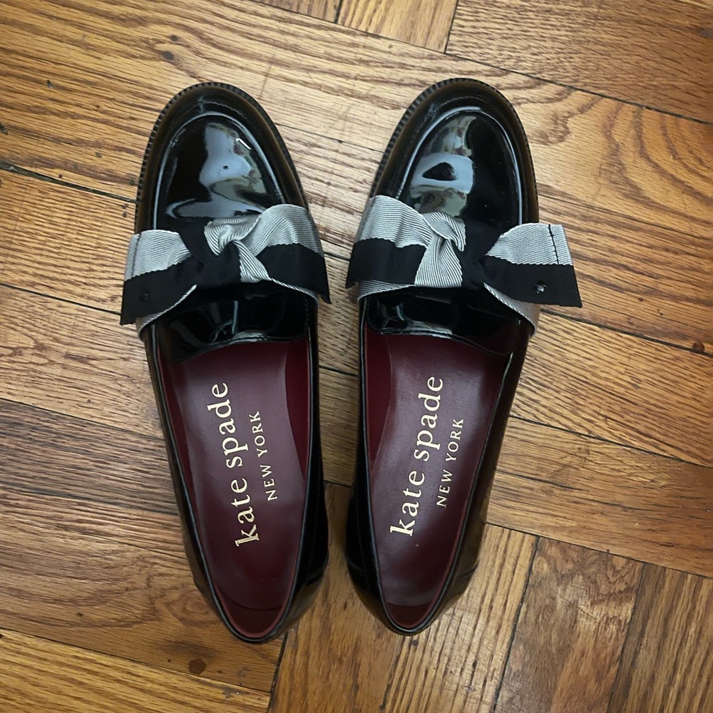 Kate Spade Black and Gray Loafers